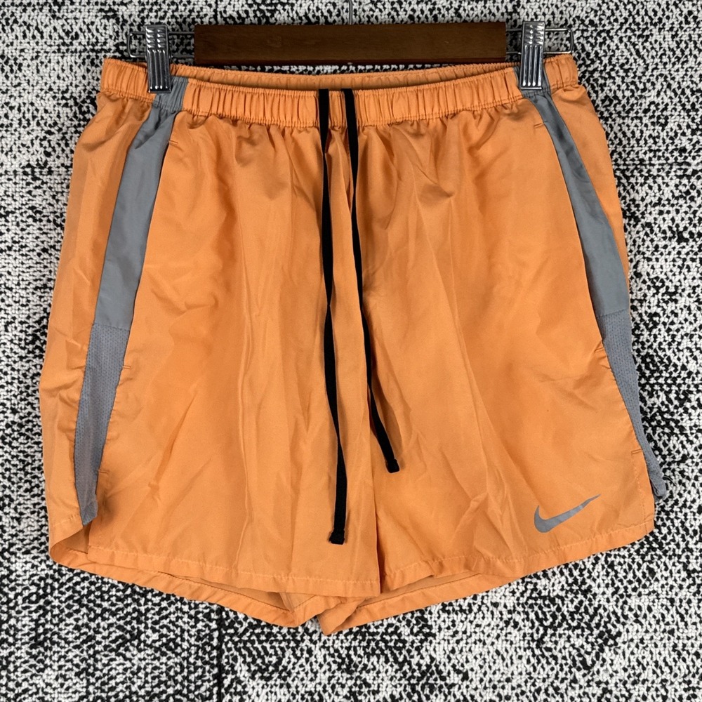 Nike Dri Fit Lined Running Workout Shorts Womens Small Orange Lightweight Swoosh